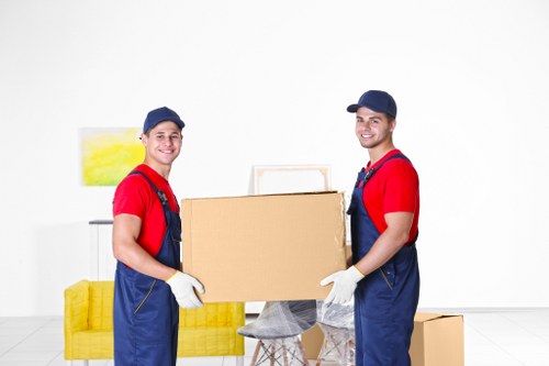 Office furniture and equipment being prepared for a Lambeth commercial move