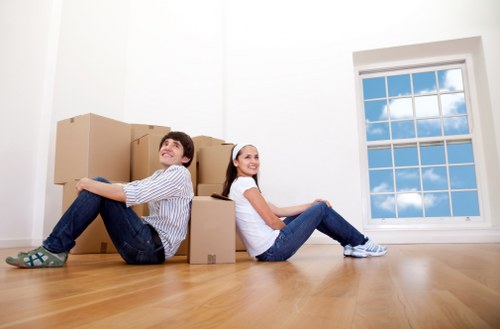 Packed furniture and boxes loaded into a moving truck for a Lambeth move